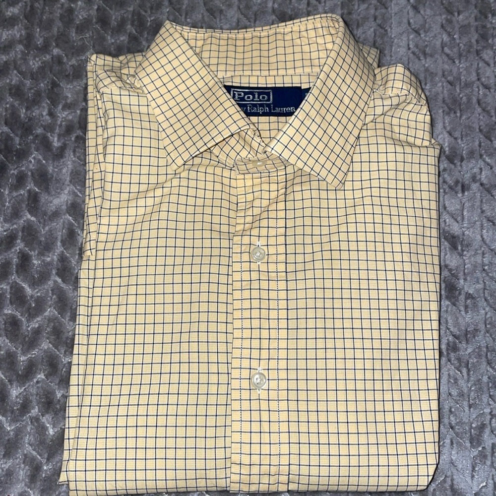 Polo by Ralph Lauren long sleeve button down shirt. 100% Cotton. Size 17 35/37
